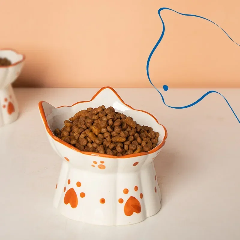 Food Drink Snacks - Cat Ceramic Food Bowl Elevated Pet