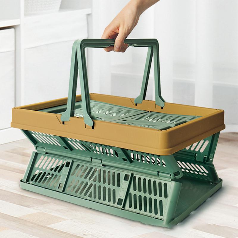 Food Grocery Snacks - Foldable Picnic Basket Portable Supermarket Shopping