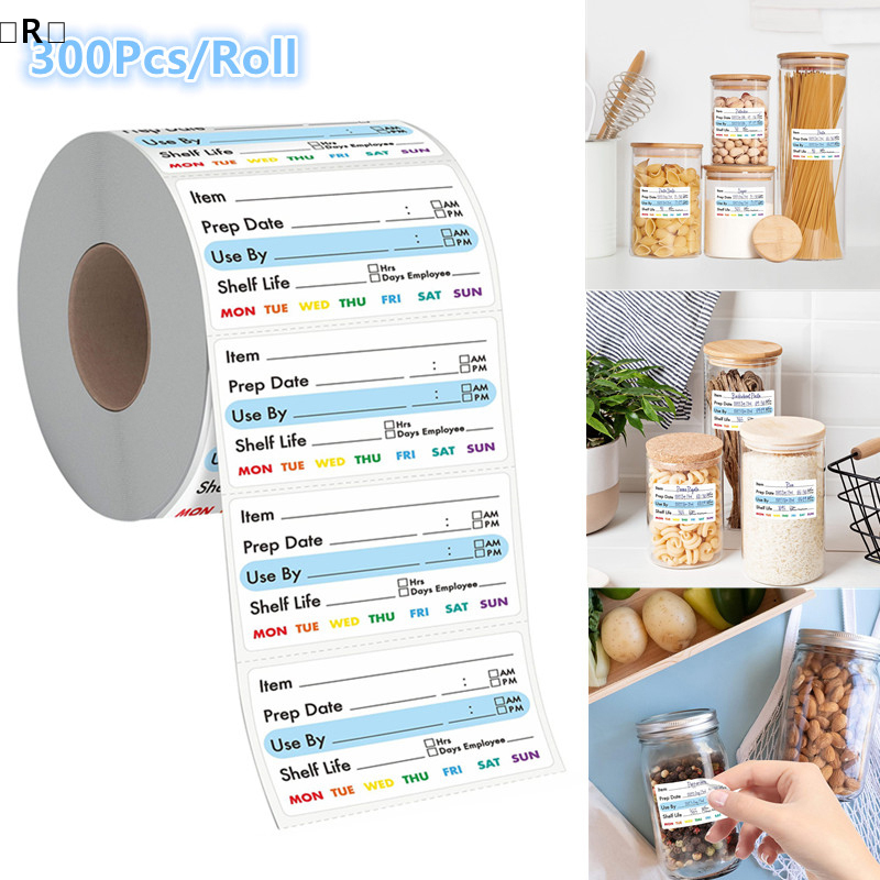 Food Snacks Label - 〔R〕300Pcs Roll Kitchen Date Food Expiration