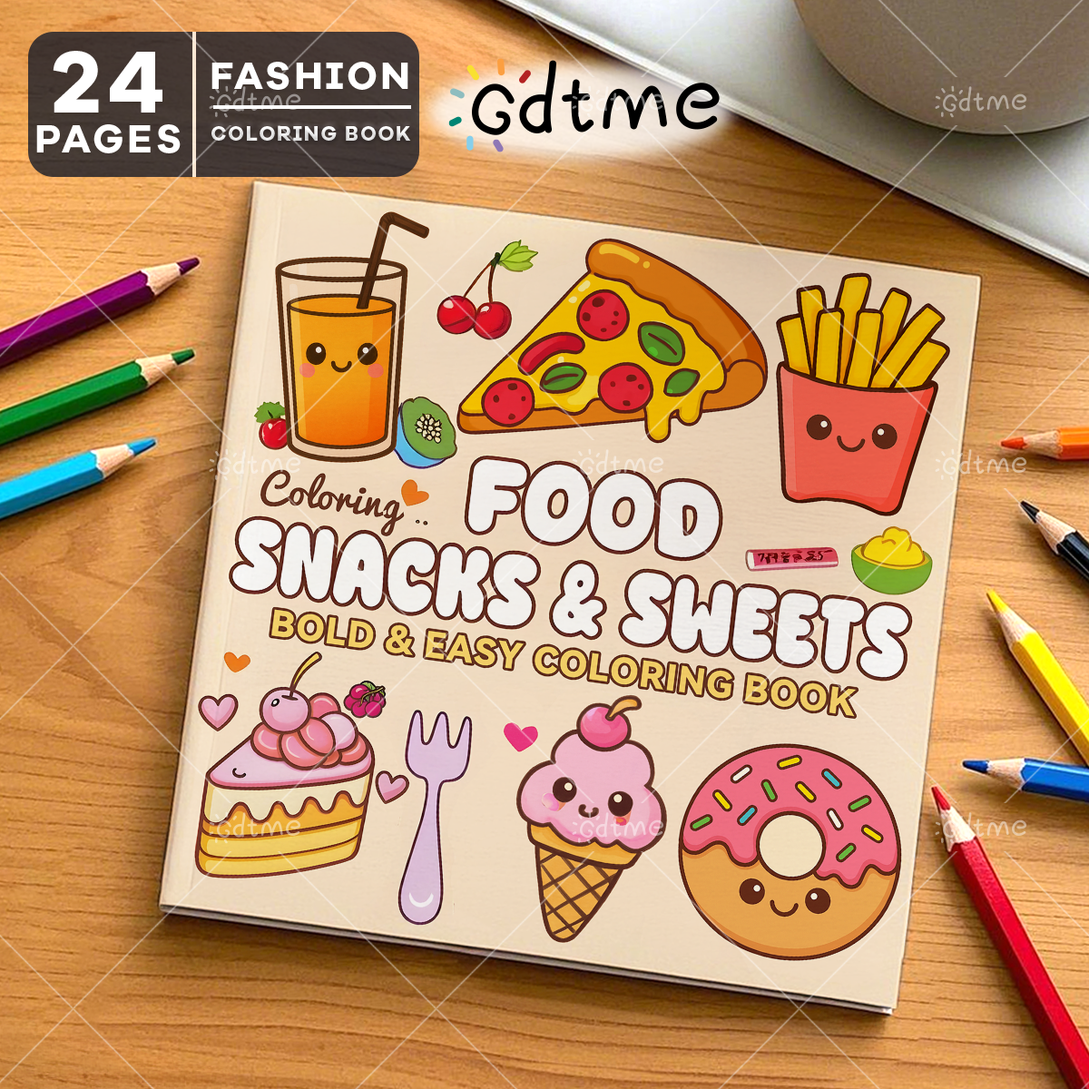 FOOD SNACKS & SWEETS Themed Co - Food And Snacks Coloring Book avaliação e preço