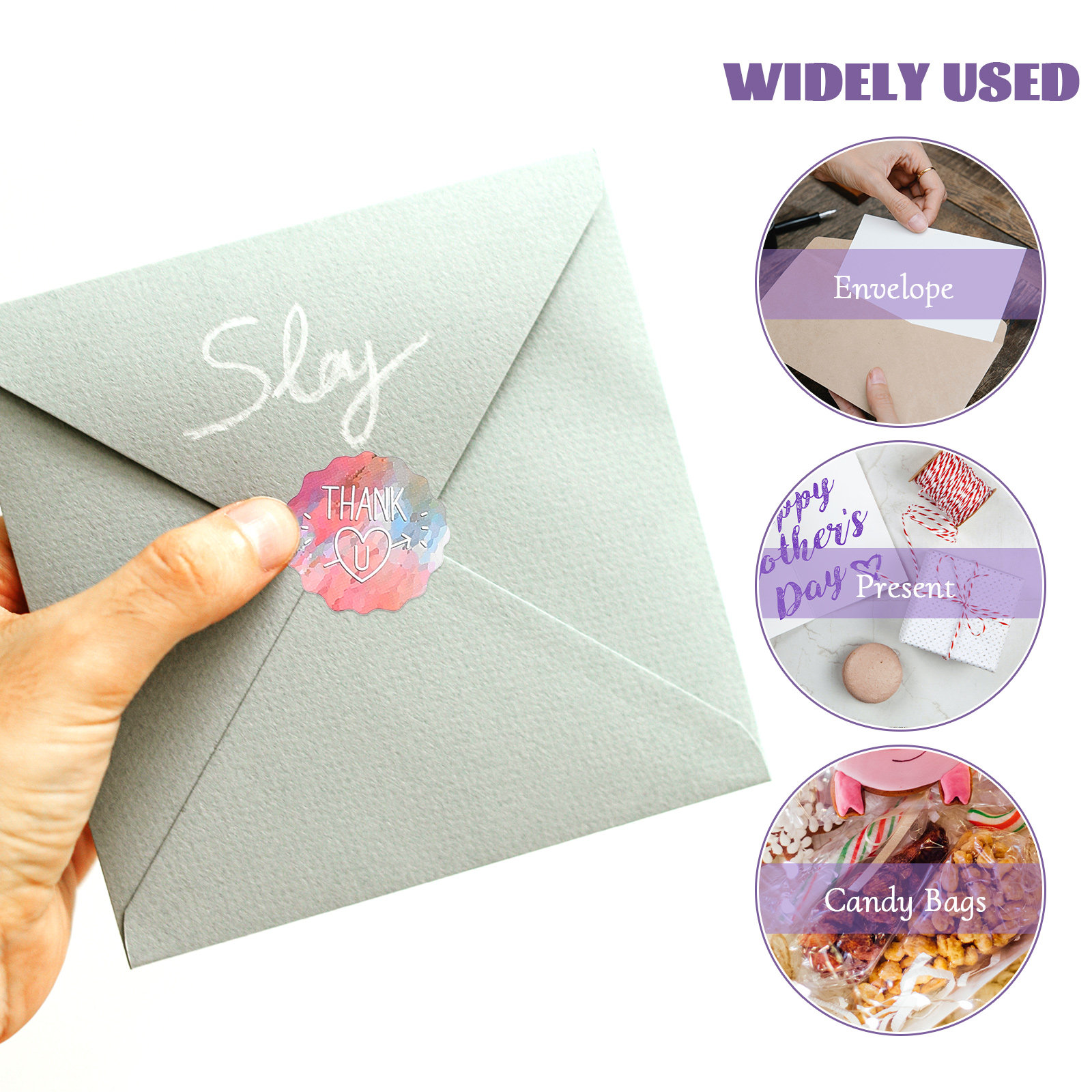 1 Roll Self-Adhesive Thank You - Food Snacks Label avaliação e preço