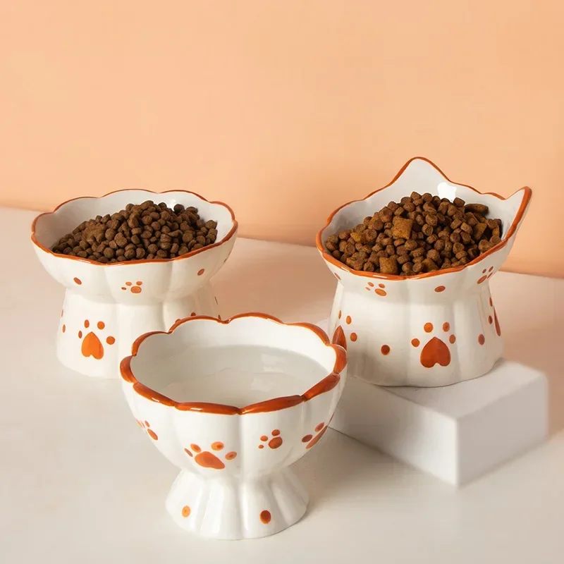 Cat Ceramic Food Bowl Elevated - Food Drink Snacks avaliação e preço