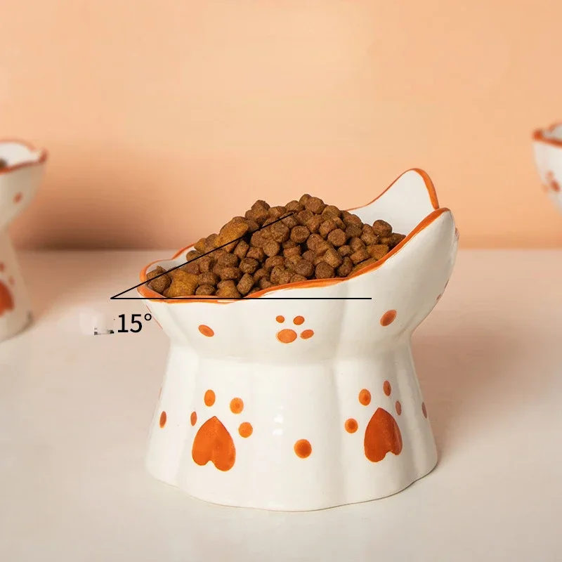 Cat Ceramic Food Bowl Elevated - Food Drink Snacks avaliação e preço