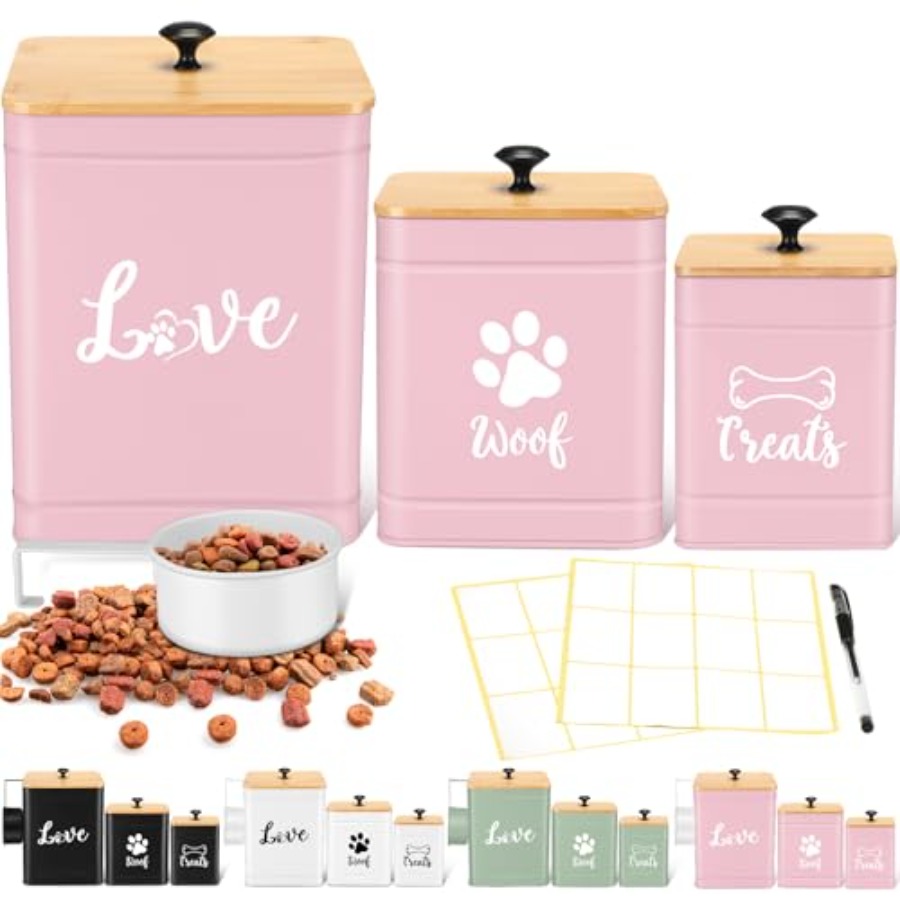 Metal Dog Treat Containers Set - Food Snacks Label avaliação e preço