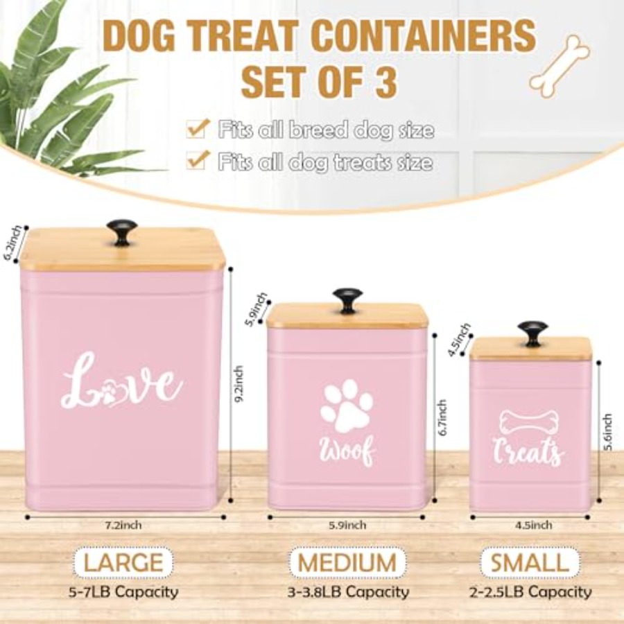 Metal Dog Treat Containers Set - Food Snacks Label avaliação e preço