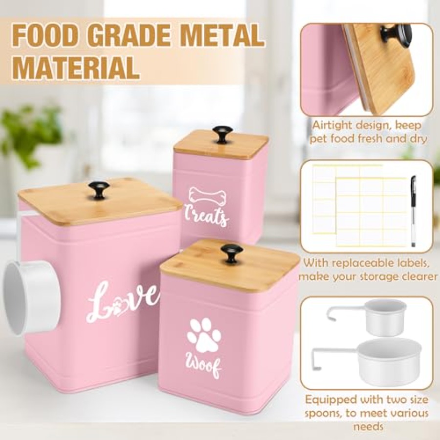 Metal Dog Treat Containers Set - Food Snacks Label avaliação e preço