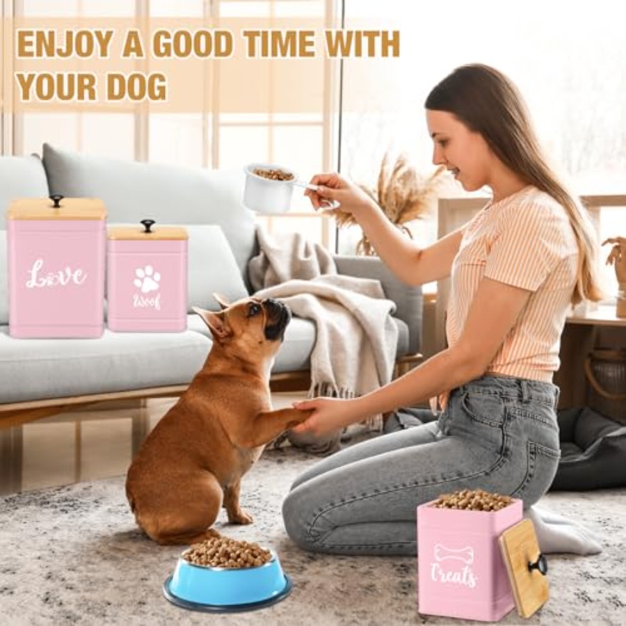 Metal Dog Treat Containers Set - Food Snacks Label avaliação e preço