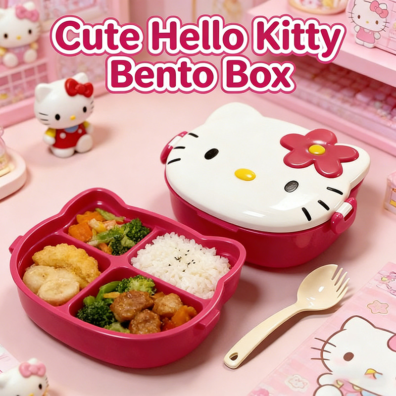 Kitty Double Layer Lunch Box F - Food Grocery Snacks avaliação e preço