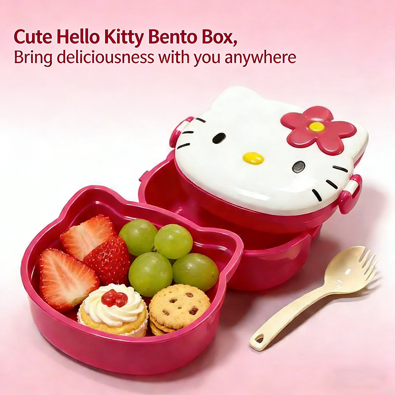 Kitty Double Layer Lunch Box F - Food Grocery Snacks avaliação e preço