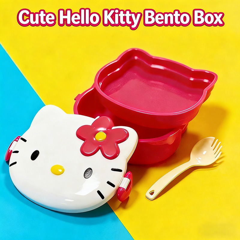 Kitty Double Layer Lunch Box F - Food Grocery Snacks avaliação e preço