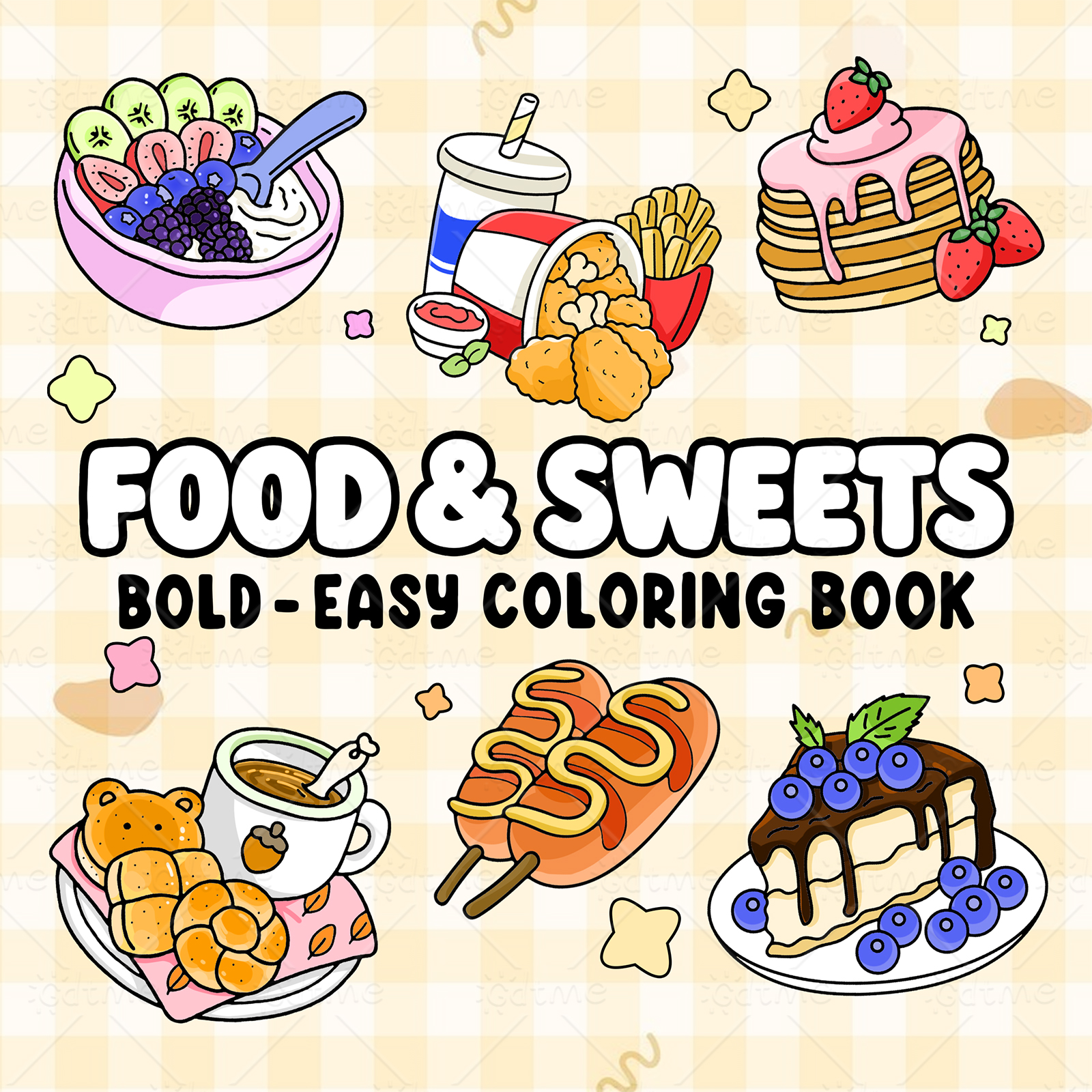 FOOD SWEETS Bold-easy Patterns - Food And Snacks Coloring Book avaliação e preço