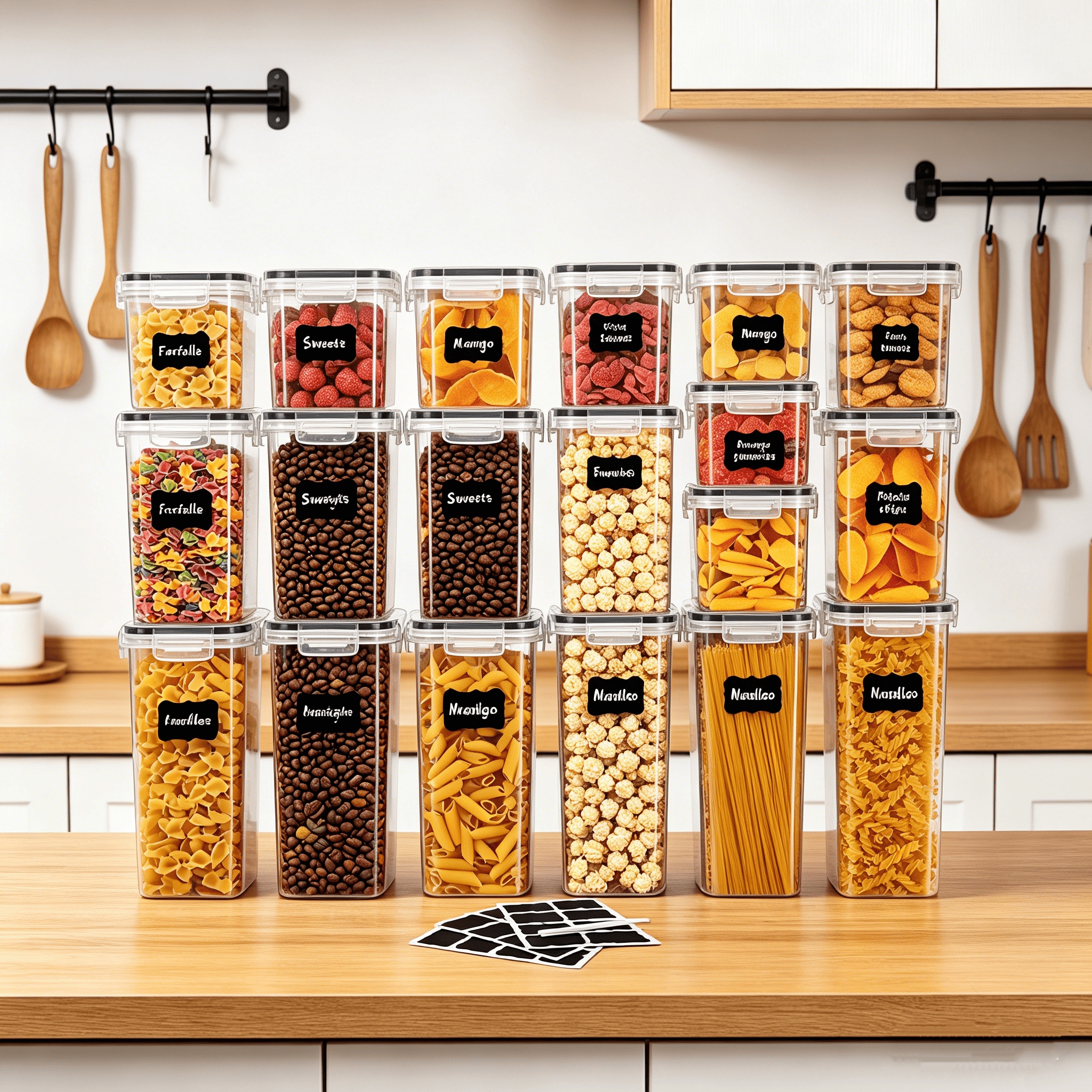 30PCS-Airtight storage bins, m - Food Snacks Label avaliação e preço