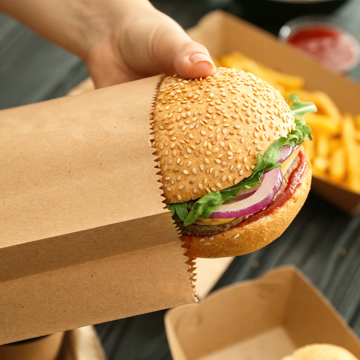 Paper Lunch Bags 20/50PCS Kraf - Food Grocery Snacks avaliação e preço