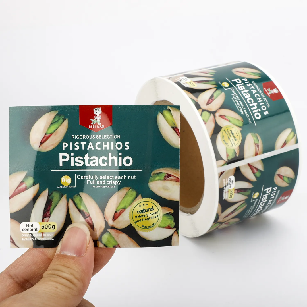Custom snack stickers, nuts, d - Food Snacks Label avaliação e preço