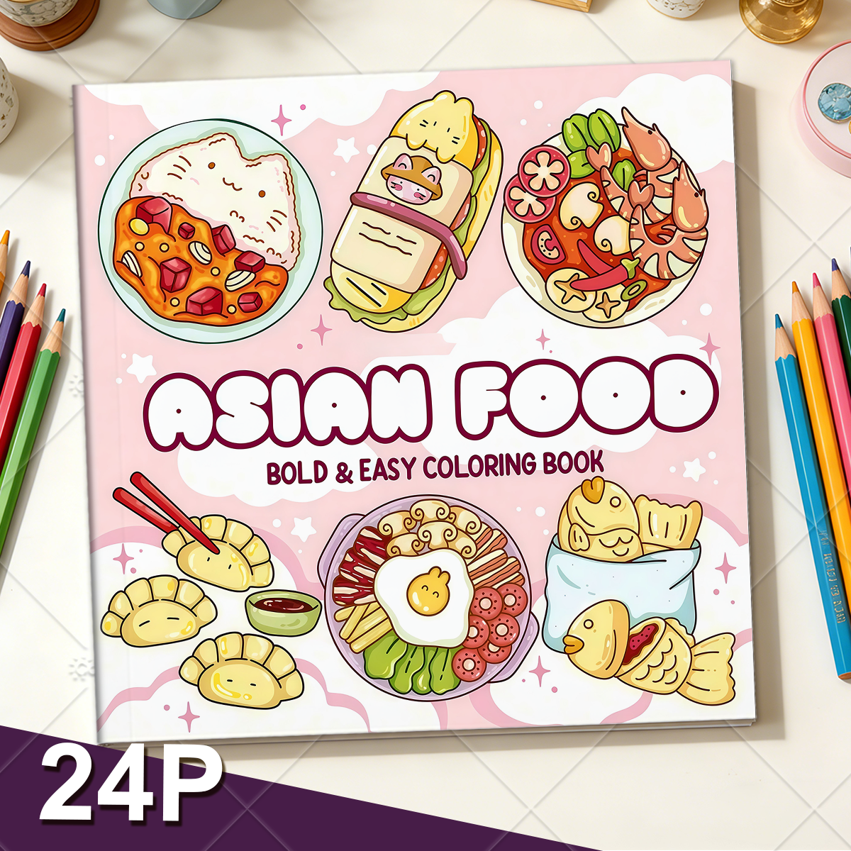 ASIAN Food Bold-easy Patterns  - Food And Snacks Coloring Book avaliação e preço