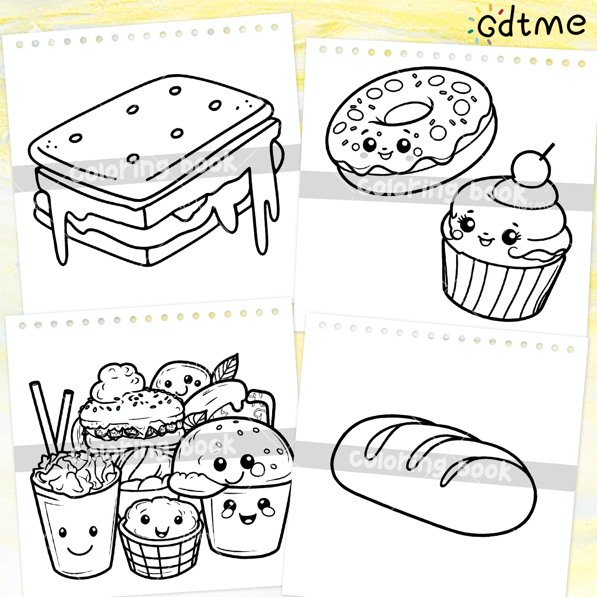 FOOD SNACKS & SWEETS Themed Co - Food And Snacks Coloring Book avaliação e preço