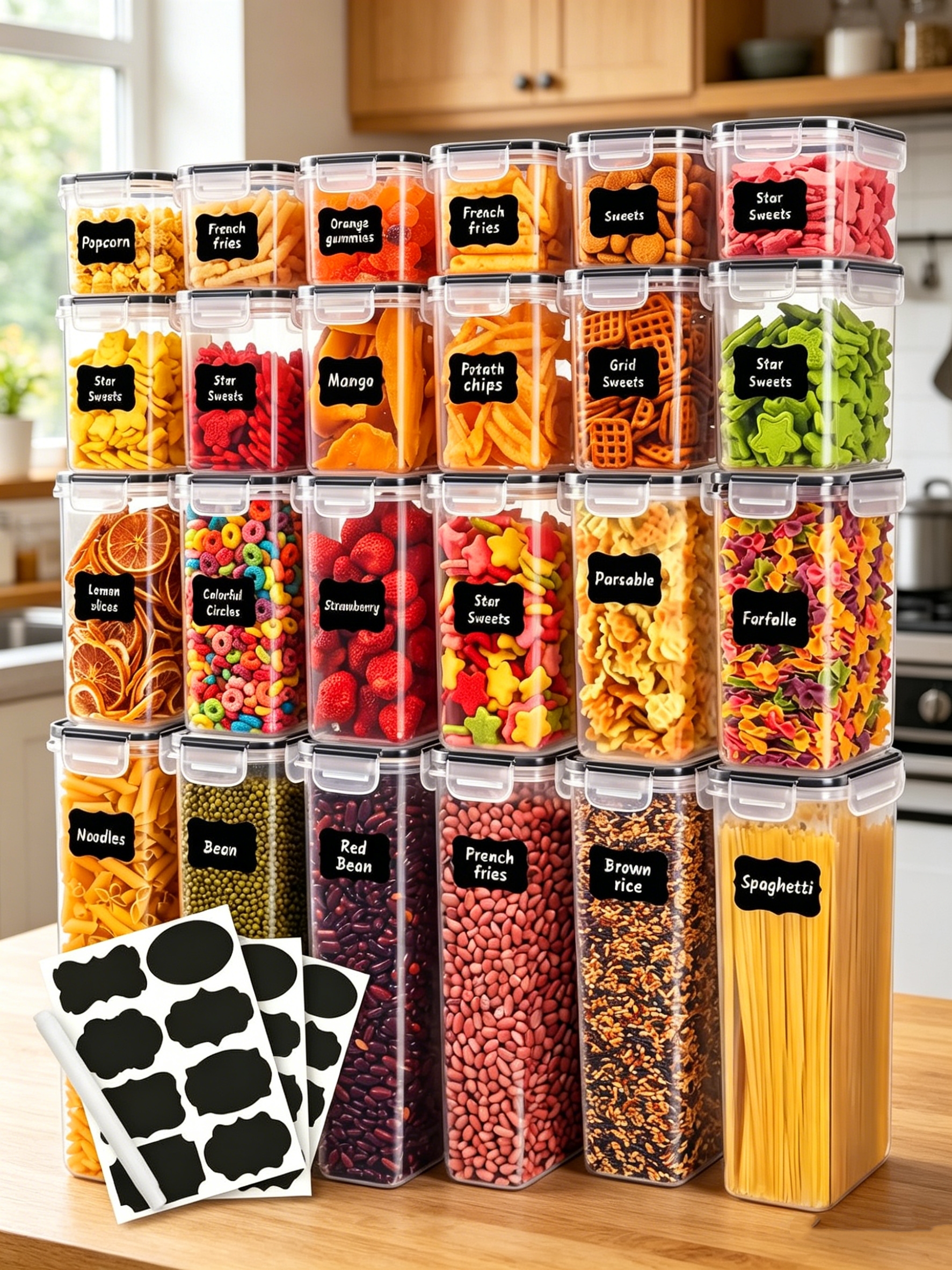 42PCS-Kitchen,Airtight food st - Food Snacks Label avaliação e preço