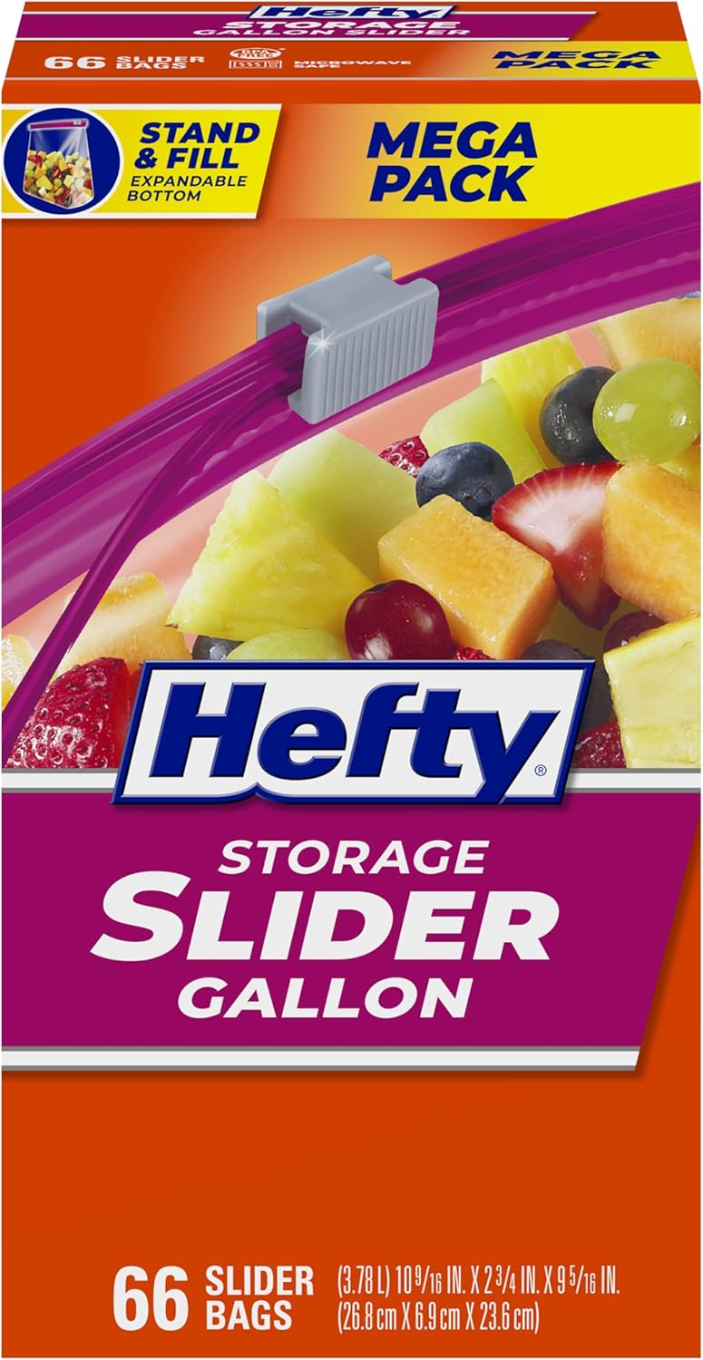 Hefty Slider Gallon Storage Ba - Food Snacks Label avaliação e preço