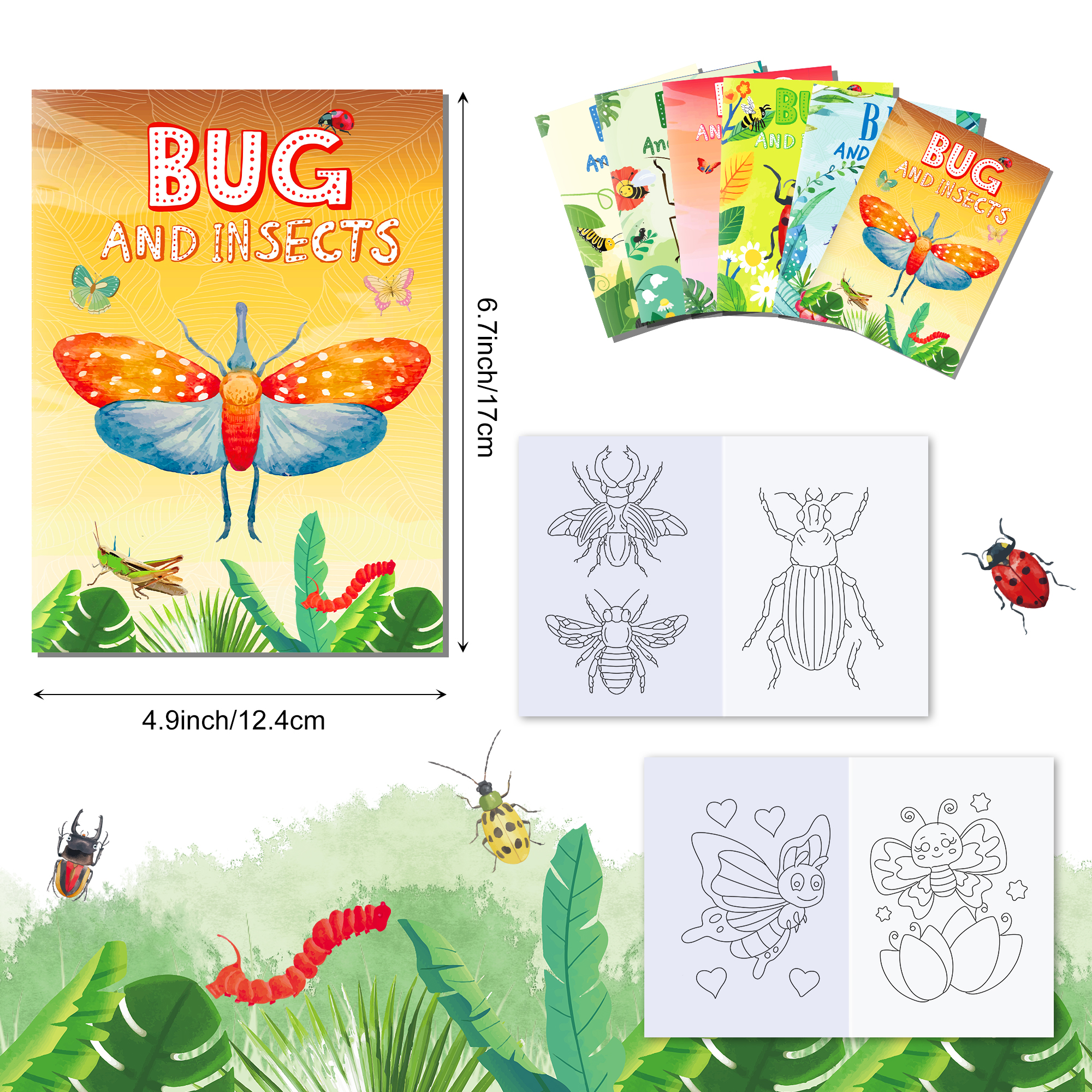 12pcs Cartoon Insect Bug Sprin - Food And Snacks Coloring Book avaliação e preço