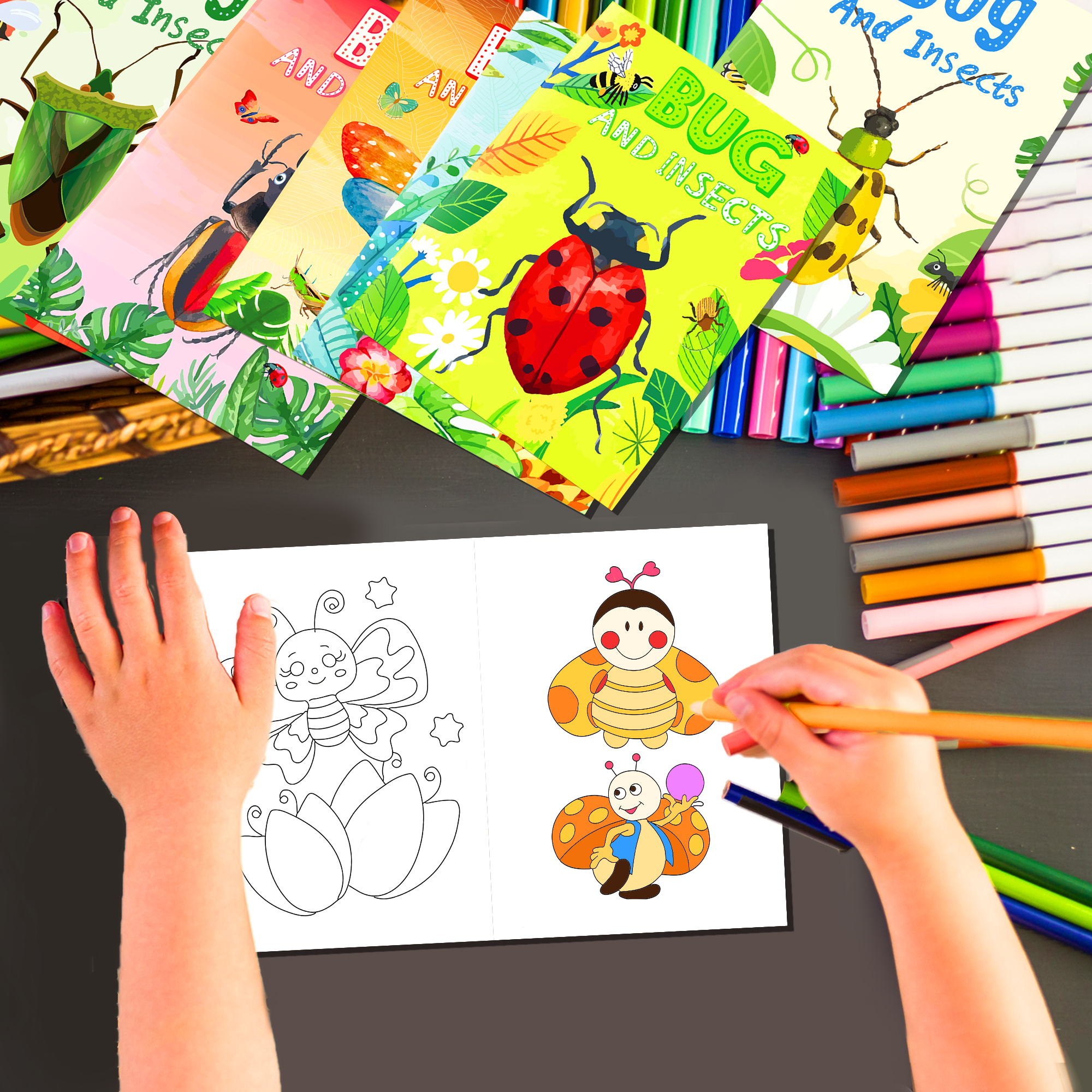 12pcs Cartoon Insect Bug Sprin - Food And Snacks Coloring Book avaliação e preço