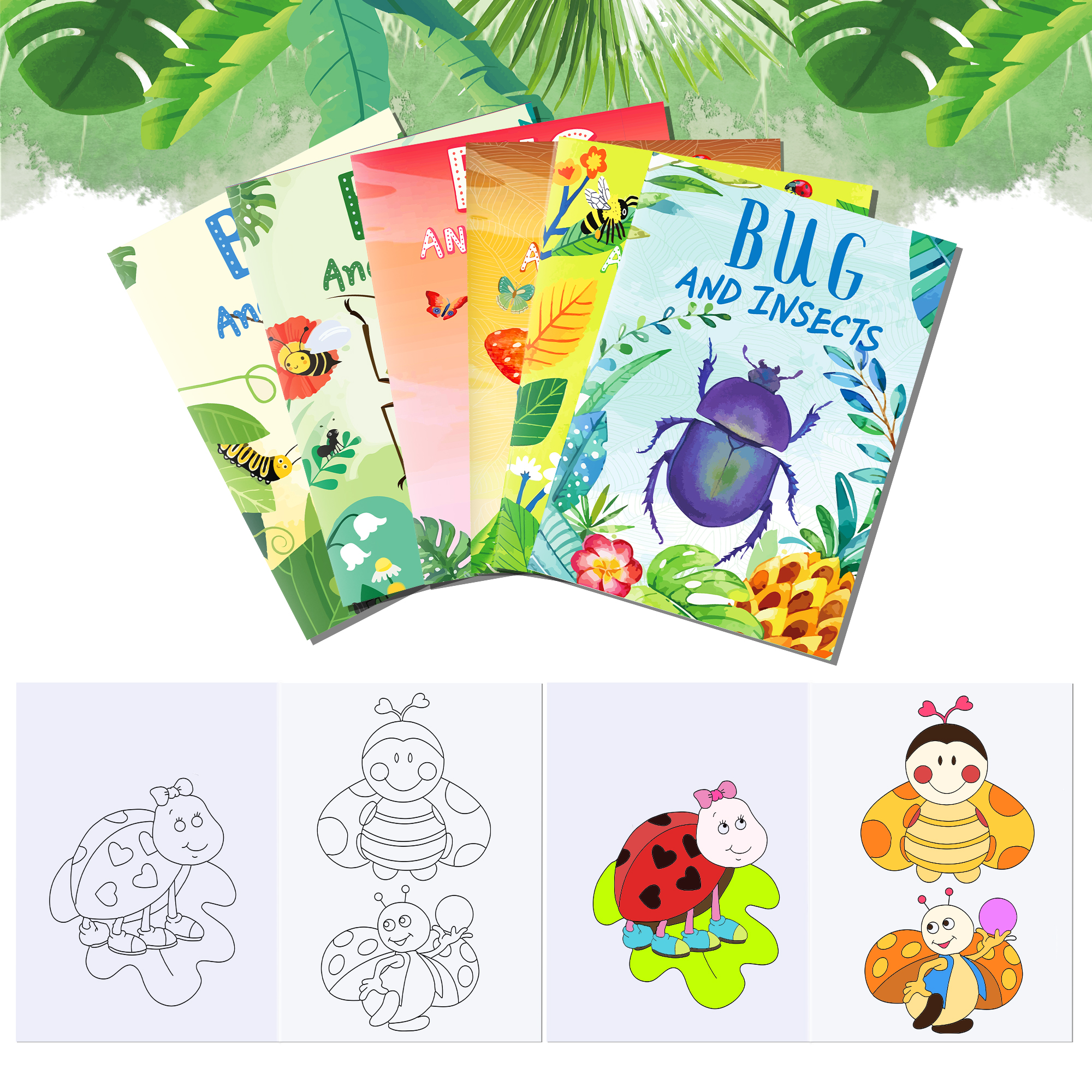 12pcs Cartoon Insect Bug Sprin - Food And Snacks Coloring Book avaliação e preço