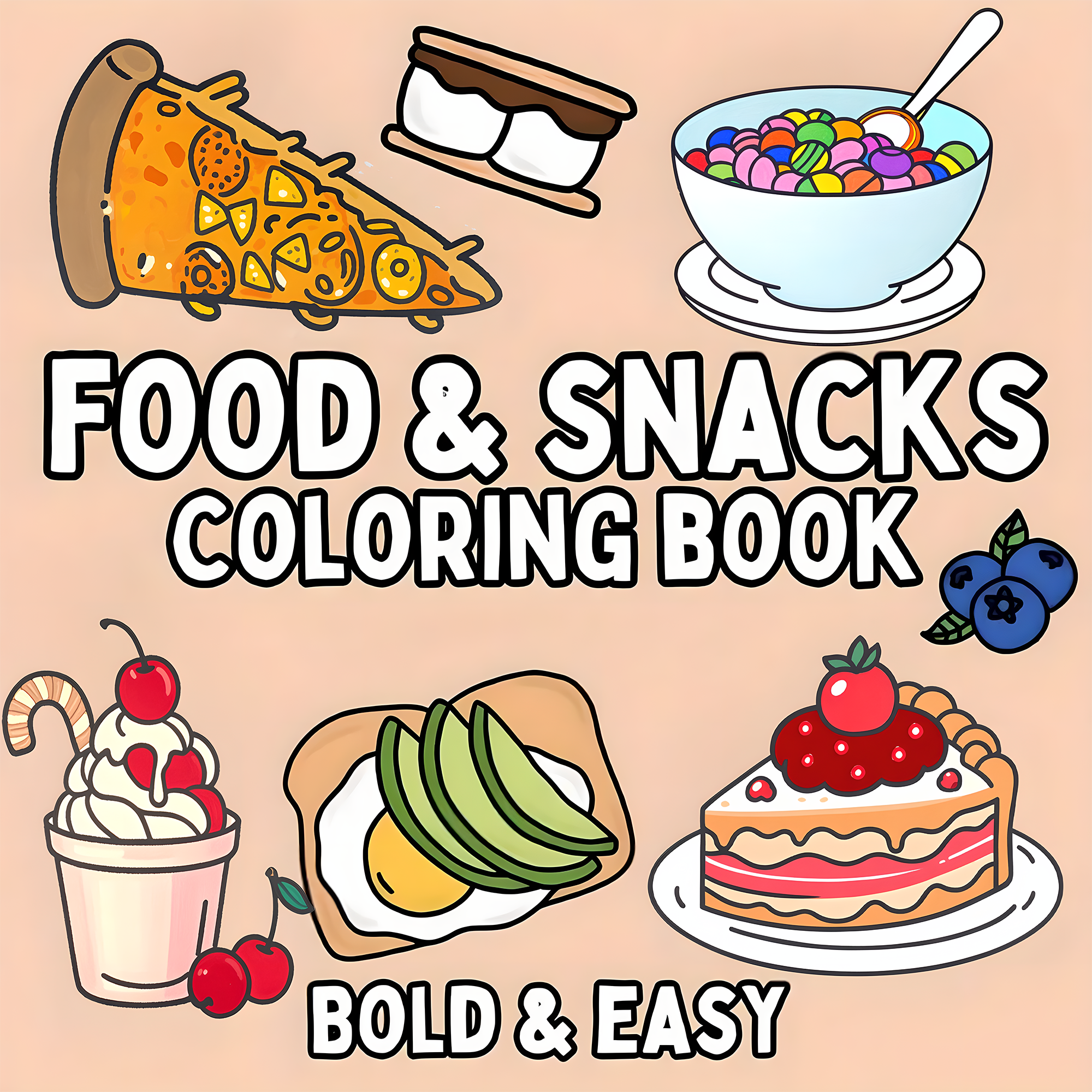 Delicious Food & Snack Themed  - Food And Snacks Coloring Book avaliação e preço
