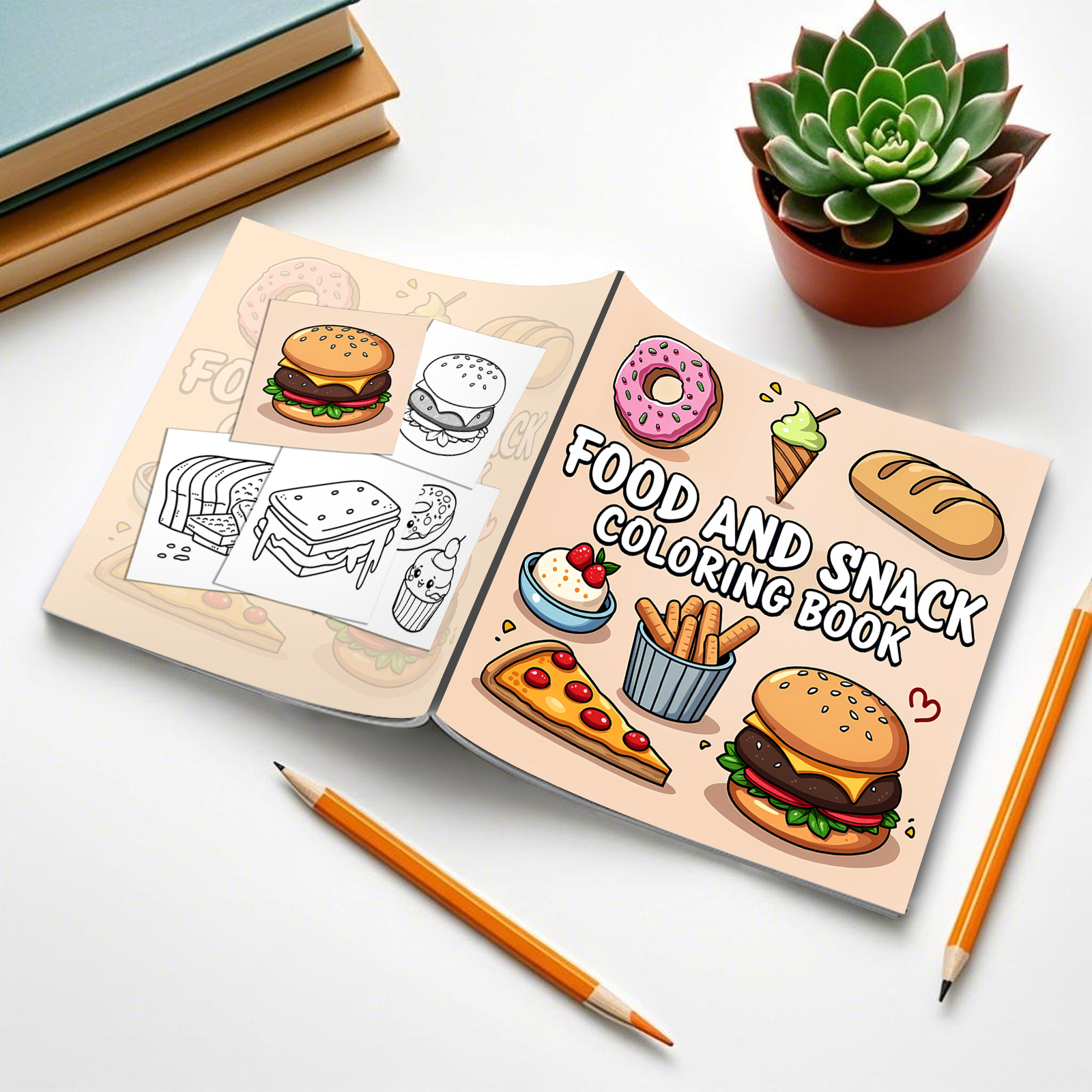 FOOD AND SNACK Coloring Book F - Food And Snacks Coloring Book avaliação e preço