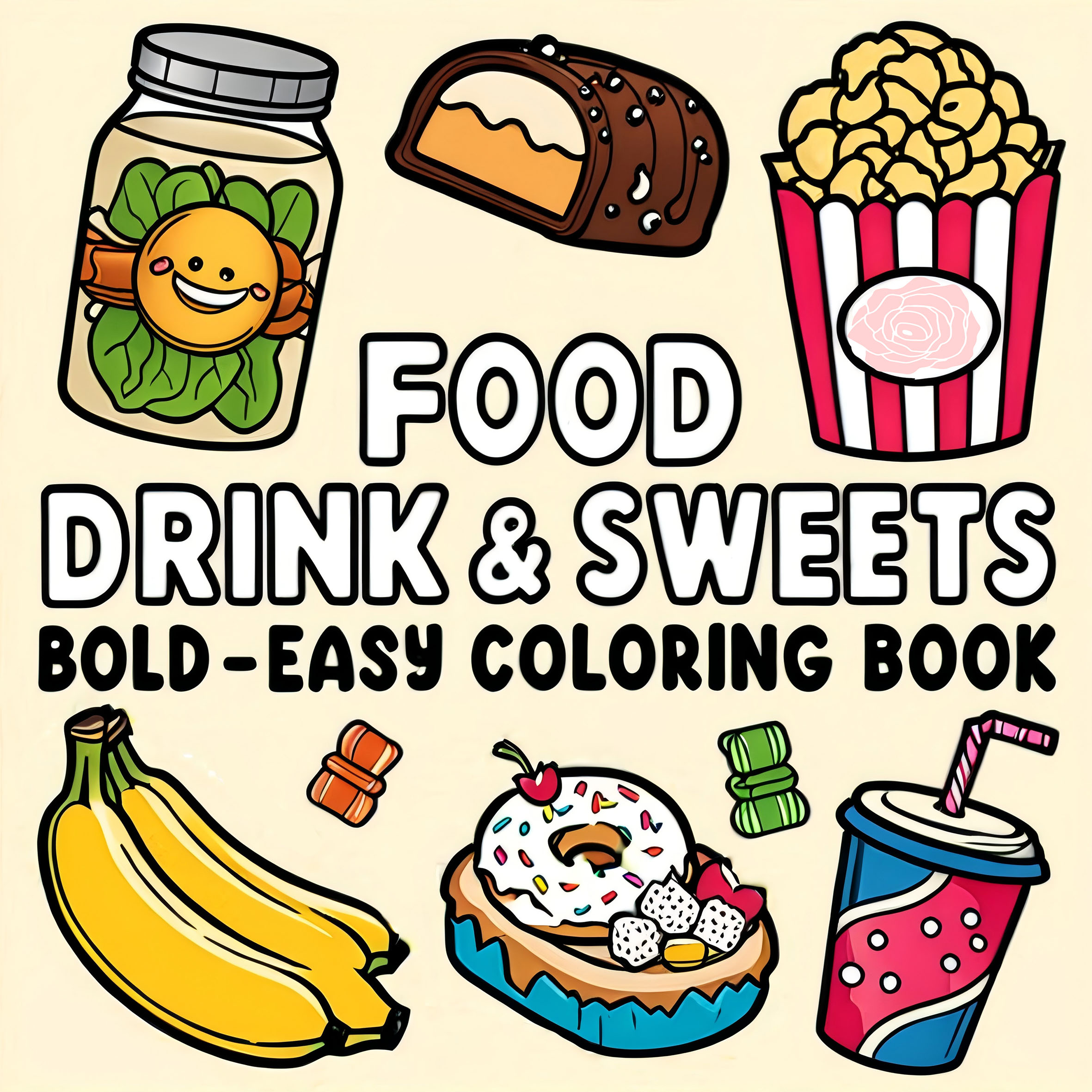 FOOD DRINK & SWEETS BOLD-EASY  - Food And Snacks Coloring Book Bold And Easy avaliação e preço