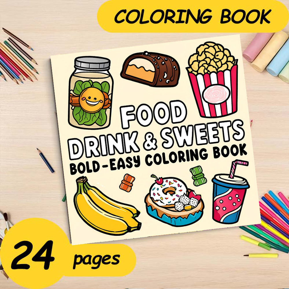 FOOD DRINK & SWEETS BOLD-EASY  - Food And Snacks Coloring Book Bold And Easy avaliação e preço