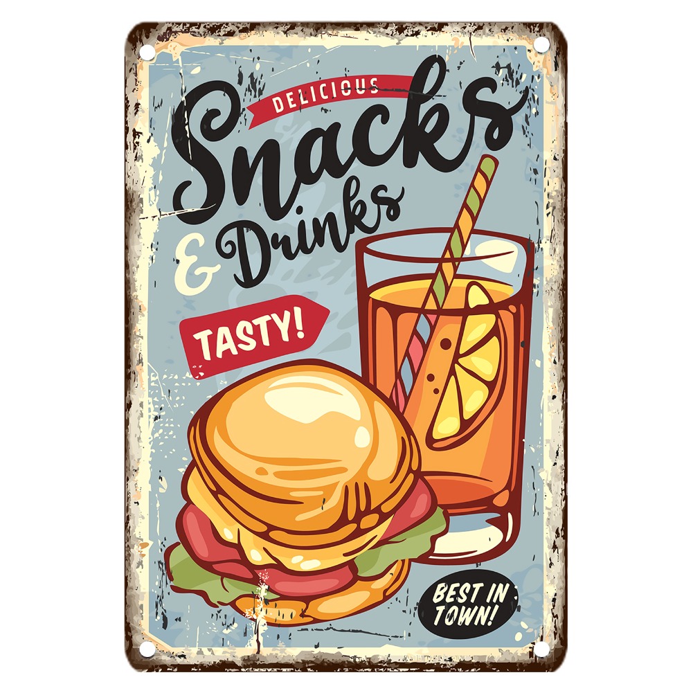 Vintage Food Metal Sign, 12x8  - Food Drink Snacks avaliação e preço