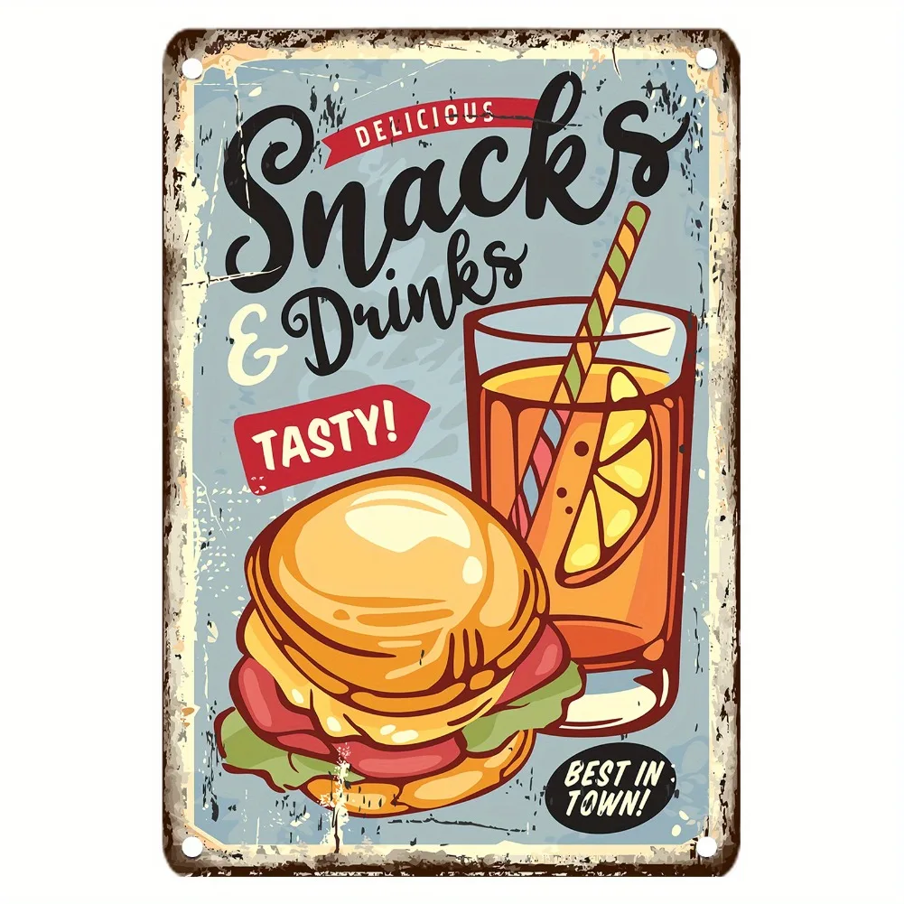 Vintage Food Metal Sign, 12x8  - Food Drink Snacks avaliação e preço