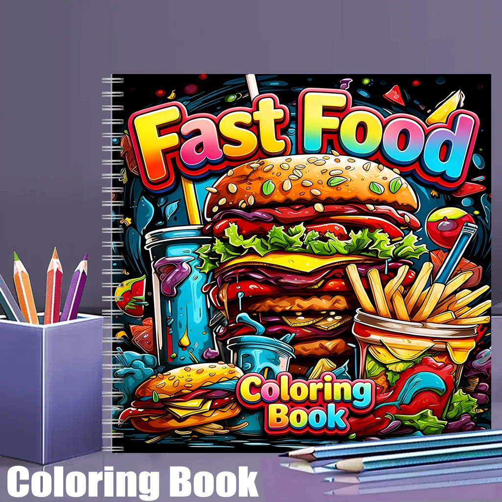 Fast Food Coloring Book for Ad - Food And Snacks Coloring Book avaliação e preço